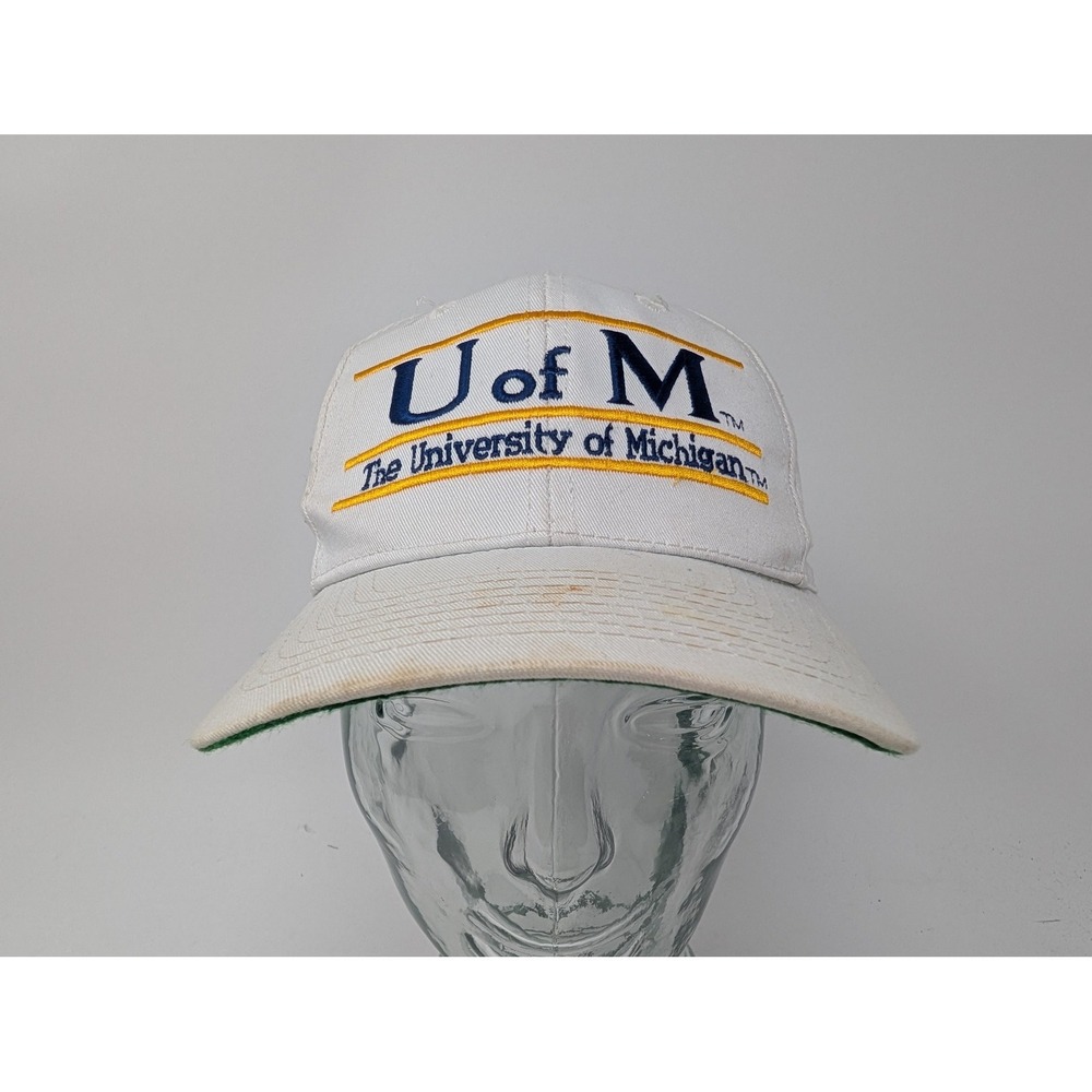 VINTAGE Michigan Wolverines Hat Cap Snap Back NCAA The Game Split Bar 90s